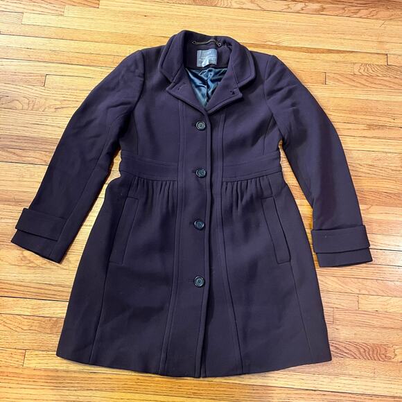 J Crew Jacket Womens 10 Double Cloth Coat Wool Blend Button Classic Italy Purple - Picture 1 of 9